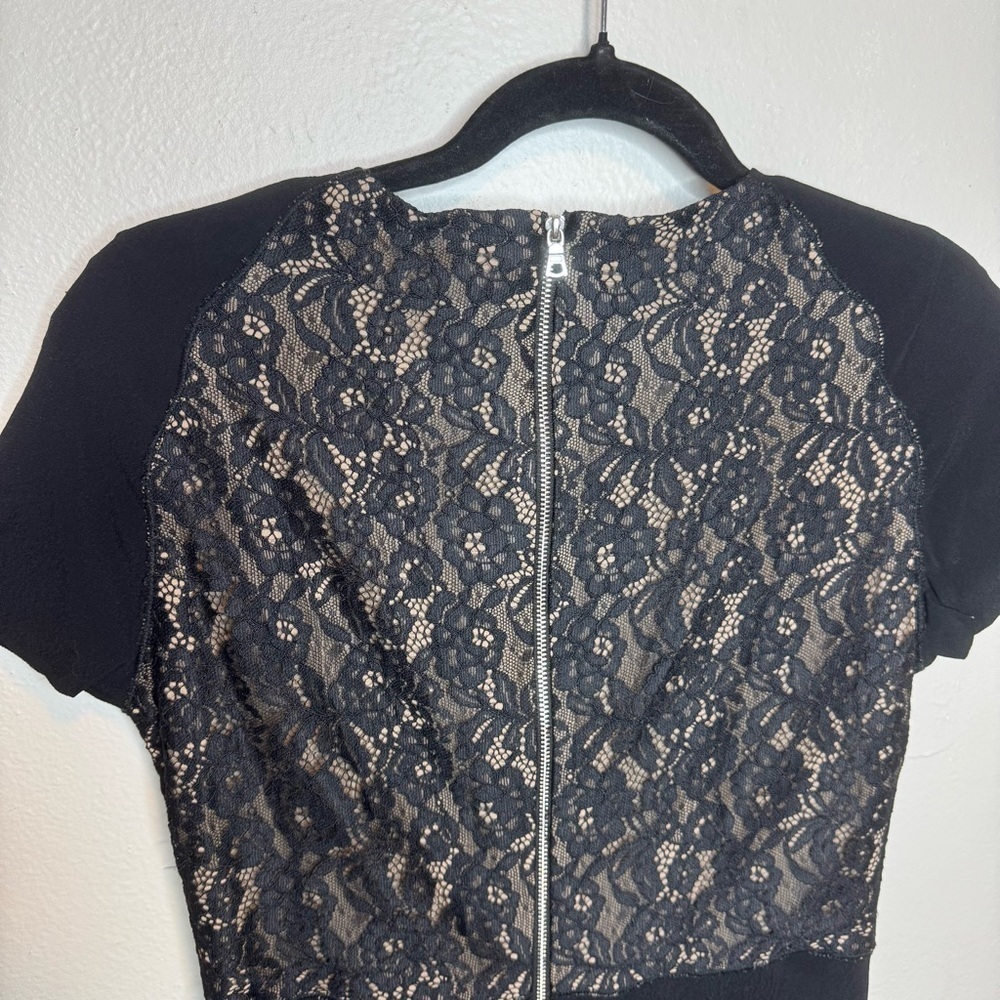 Rebecca Taylor Black Lace Silk Crepe Dress Size 4 - Picture 13 of 14